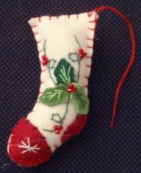 STOCKING WITH HOLLY ORNAMENT