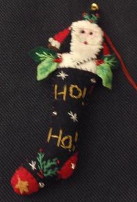 STOCKING W/SANTA HO HO HO  ORNAMENT