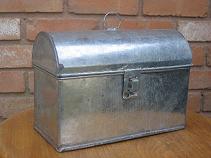 DOCUMENT BOX MEDIUM w/DOME TOP  FOLK ART TIN