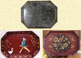 TRAYS - CUT CORNER RECTANGLE  FOLK ART TIN