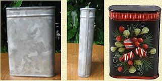 FLAT TIN w/HINGED LID  FOLK ART TIN