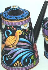 ANTIQUE DUTCH COFFEE POT FOLK ART TIN