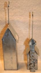 COLONIAL VILLAGE COLLECTION ORNAMENT CHURCH & HOUSEFOLK ART TIN