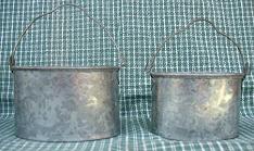 MINI BUCKETS SET OF TWO OVAL FOLK ART TIN