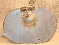 SHARA'S ORNAMENT ANGEL SMALL OVAL WITH WINGFOLK ART TIN