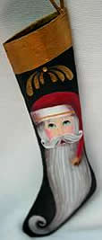 WILLIAMSBURG COLLECTION ISKINNY BLACK STOCKING WITH SANTA FACE PATTERN PACKET