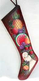 WILLIAMSBURG COLLECTION ISKINNY STOCKING WITH DOVE AND FRUIT PATTERN PACKET