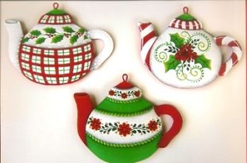 ROBIN MANI  CHRISTMAS TEAPOT TIN ORNAMENTS   PATTERN PACKETS